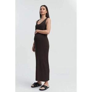 Legoe Heritage Maternity Resort Dress Size 1 Medium Ribbed Cotton Maxi Nursing